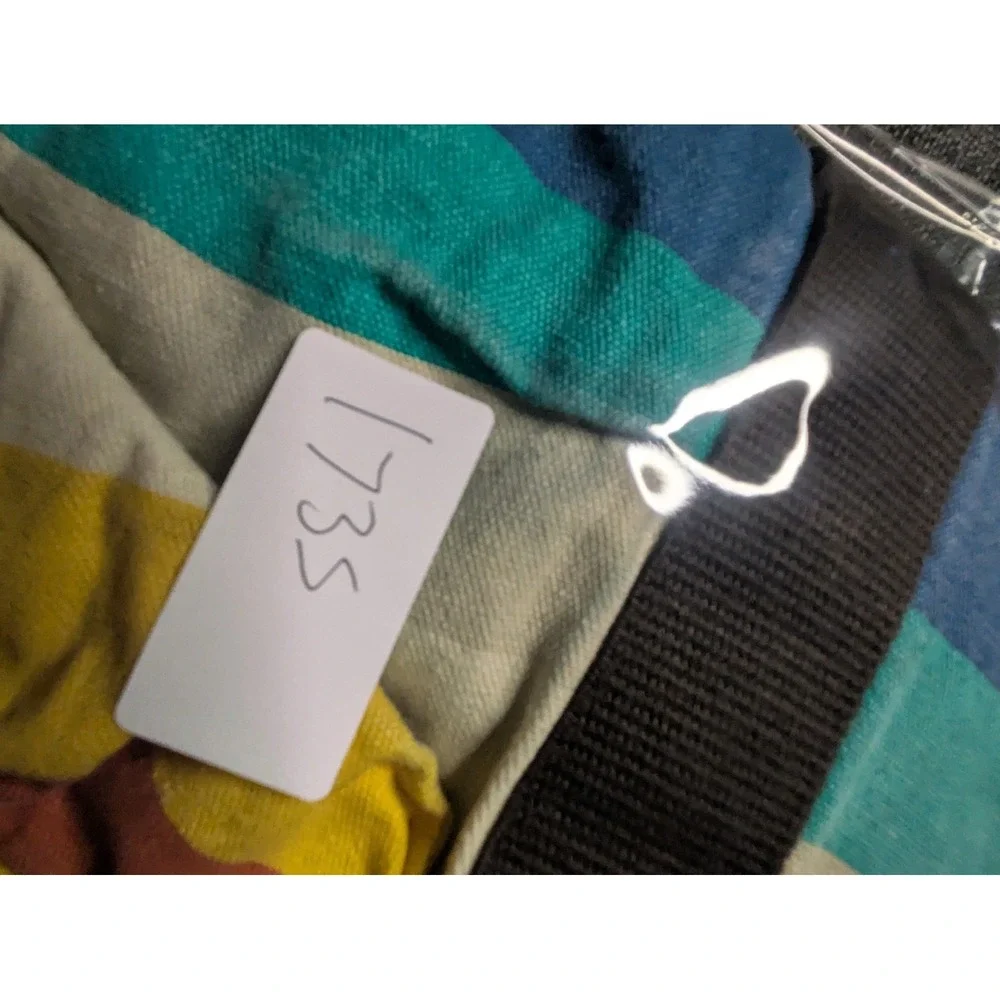 ROXY Y2K Multicolor Striped Canvas Beach Tote Carry Shoulder Strap Bag
